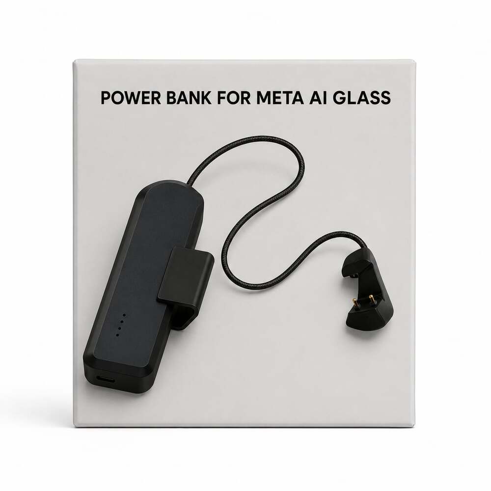 Power Bank for Meta AI Smart Glasses with Magnetic Charging Cable